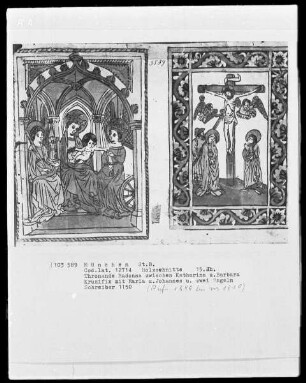 Drei Holzschnitte, vermutlich Buchillustrationen — Madonna mit der heiligen Barbara und Katharina