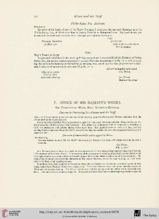 F. Office of his Majesty's Works