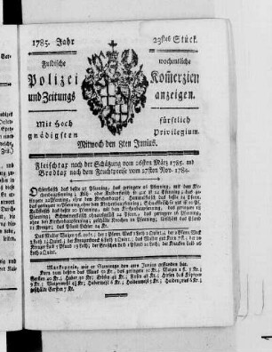 23tes Stück., Ausgabe vom 8. Juni 1785