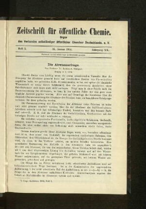 Heft I. 15. Januar 1914. Jahrgang XX.