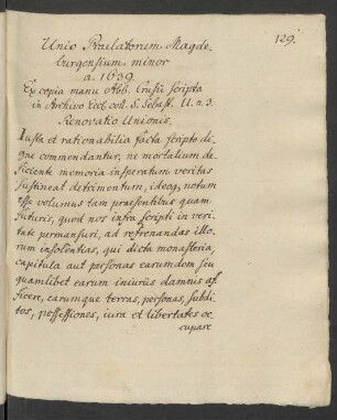 Unio Praelatorum (1639) und Unions-Recess (1660)
