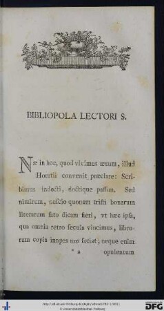 Bibliopola Lectori S.