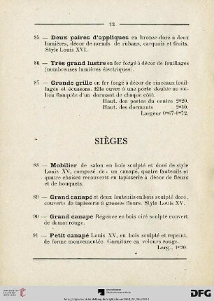 Sièges (Nr. 88-109)
