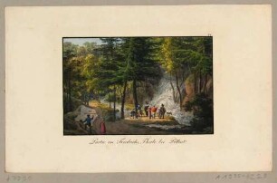 Der Friedrichsgrund bei Dresden zwischen Pillnitz und dem Borsberg mit Besuchern vor dem künstlichen Wasserfall