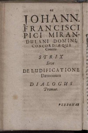 De Ludificatione Dæmonum. Dialogus Primus