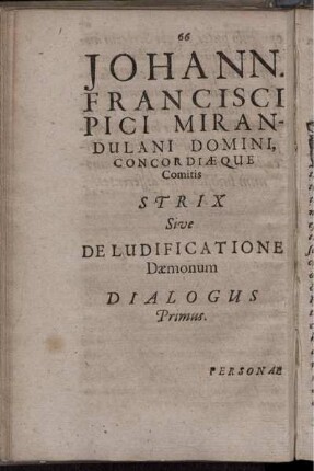 De Ludificatione Dæmonum. Dialogus Primus