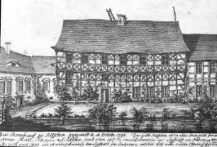 Rietschen. Herrenhaus, Zeichnung von 1795, Repro