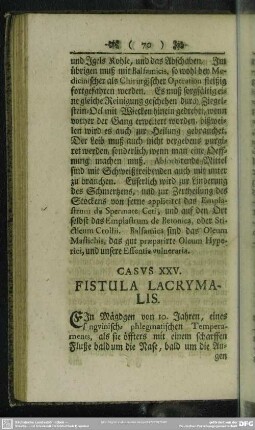 Casus XXV. Fistula Lycrymalis