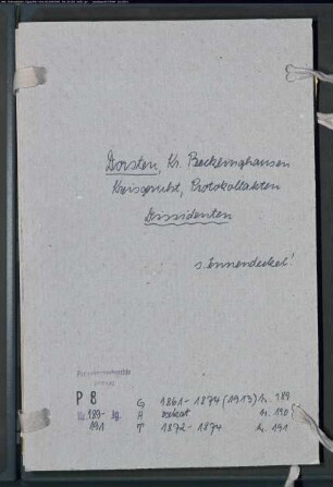 Protokollakten des Kreisgericht Dorsten mit den Orten Eisenheim/Osterfeld und Mehrhof (Dissidenten G 1861-1874)