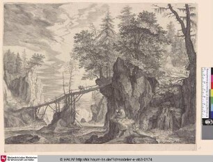[Der Zeichner am Fusse des Felsens, der Brücke gegenüber]