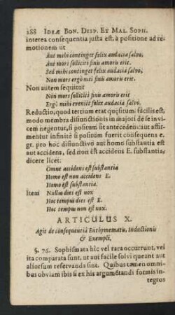 Articulus X. Agit de consequentia Enthymematis, Inductionis [et] Exempli.
