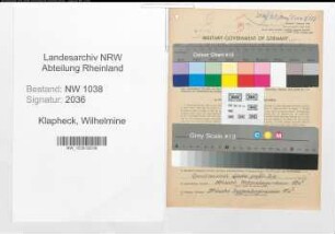Entnazifizierung Wilhelmine Klapheck , geb. 21.11.1908 (Kauffrau)