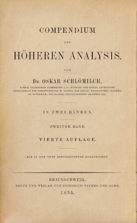 Compendium der höheren Analysis : in zwei Bänden, 2