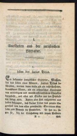 I. Anekdoten aus der juristischen Literatur.