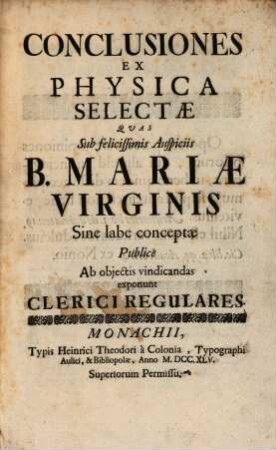 Conclusiones ex physica selectae