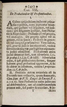 Cap. XXI. De Probationibus & Præsumtionibus. - Cap. XXV. De probatione per Instrumenta, eorumque productione.