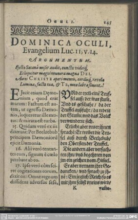 Dominica Oculi, Evangelium Luc. 11, v. 14.