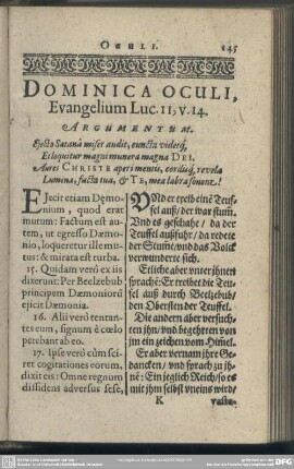 Dominica Oculi, Evangelium Luc. 11, v. 14.