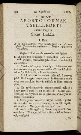 A' Szent Apostoloknak Tselekedeti a' mint megirta Szent Lukáts.