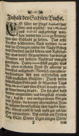 Inhalt des Sechsten Buchs.