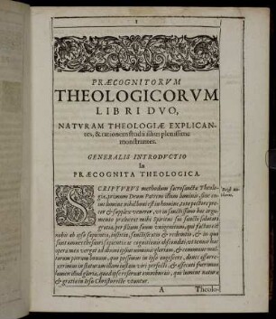 Generalis Introductio In Praecognita Theologica