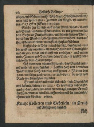 Kurtze Collecten und Gebetlein/ in Creutz und Anfechtung tröstlich.