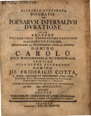 Historia succincta dogmatis de poenarum infernalium duratione