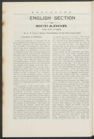 English section : Ecuador from coast to capital