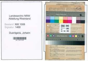 Entnazifizierung Johann Duentgens , geb. 04.03.1891 (Milchverteiler)