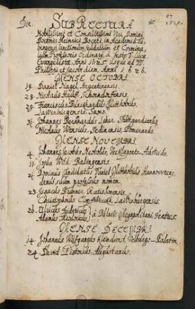 Winterhalbjahr 1625/1626. Rektorat Heinrich Bocer