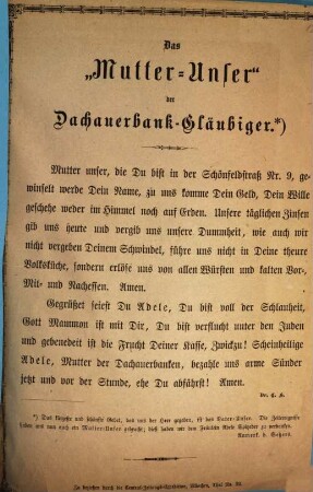 Das "Mutter-Unser" der Dachauerbank-Gläubiger