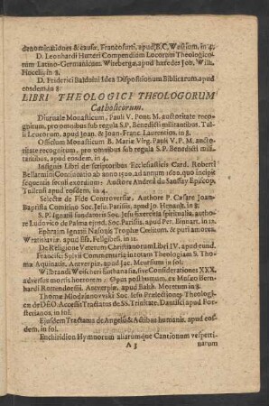 Libri Theologici Theologorum Catholicorum.