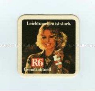 Bierdeckel mit Werbeaufdruck für "R6"-Zigaretten