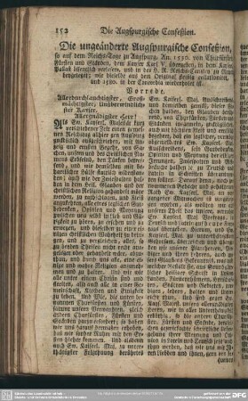Die ungeänderten Augspurgischen Confeßion, so auf dem Reichs-Tage zu Augspurg, An. 1530 ...
