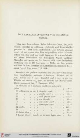 Das Nachlass-Inventar von Johannes Croon