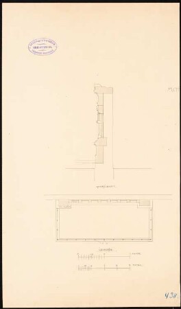 Erbbegräbnisse und Grabmäler: Grundriss, Querschnitt, 1:25