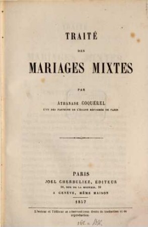 Traité des mariages mixtes