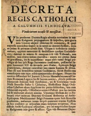 Decreta Regis catholici a calumniis vindicata