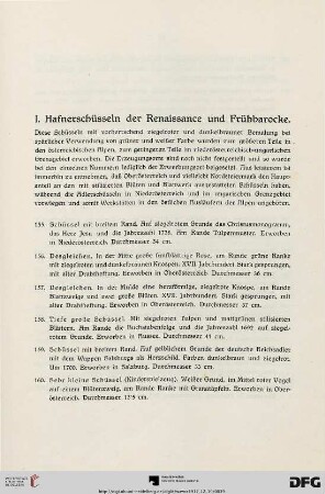 I. Hafnerschüsseln der Renaissance und Frühbarocke (Nr. 155-174)
