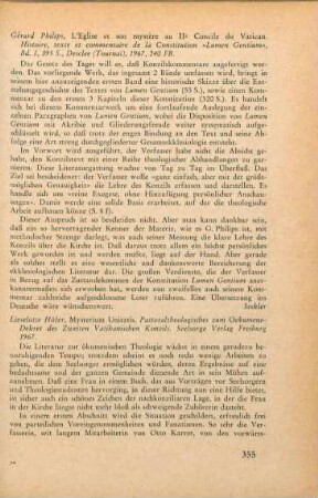 355-357 [Rezension] Höfer, Liselotte, Mysterium unitatis