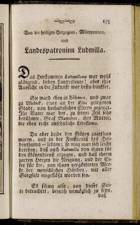 Von der heiligen Herzoginn, Märtyrerinn, und Landespatroninn Ludmilla.