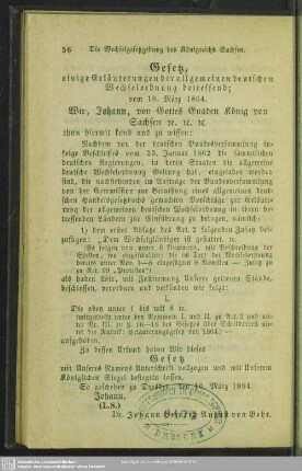 Gesetz, einige Erläuterungen der allgemeinen deutschen Wechselordnung betreffend; vom 10. März 1864