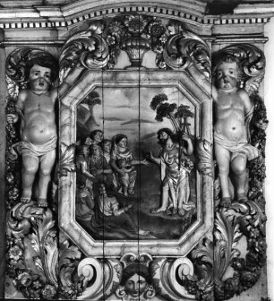 Altarrelief (Johannes-der-Täufer-Altar?) - Johannes der Täufer predigt