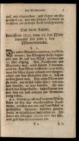 Das vierte Kapitel, betreffend 1747. vom 25. des Weinmonats bis zum 3. des Wintermonats