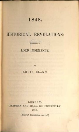 1848, historical revelations, inscribed to Lord Normanby