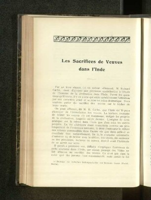 Les Sacrifices de Veuves dans l'Inde.