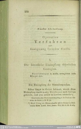 Fünfte Abtheilung. Operative Verfahren zur Aneignung fremder Stoffe