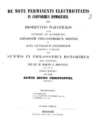De motu permanenti electricitatis in corporibus homogeneis