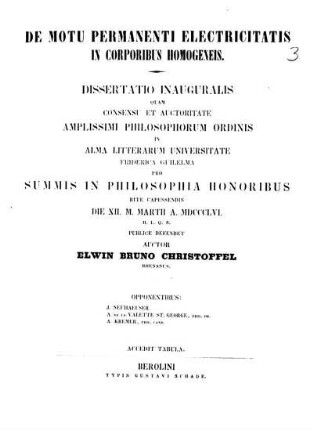 De motu permanenti electricitatis in corporibus homogeneis