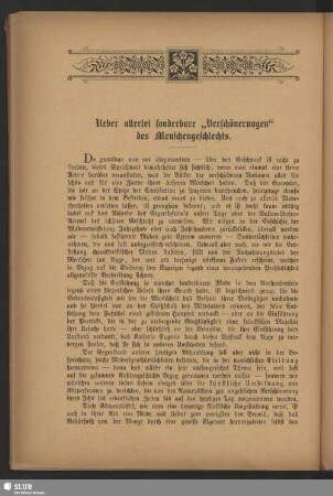 Ueber allerlei sonderbare "Verschönerungen" des Menschengeschlechts